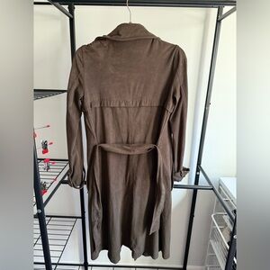 Zara dark olive suede-like Trench Coat